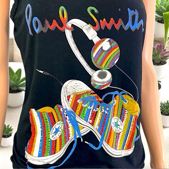 Paul Smith Women’s Black with Signature Stripe Rhinestone Chuck Taylor Tank Top - Picture 3 of 16